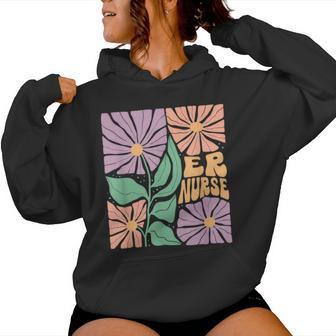 Er Flower Emergency Room Nurse Spring Er Team Er Tech Women Hoodie - Monsterry