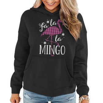 Fa La La Mingo Flamingo Christmas Pink Plaid Women Women Hoodie - Monsterry