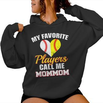 My Favorite Players Call Me Mommom Baseball Softball Mom Mom Women Hoodie - Monsterry