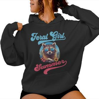 Feral Girl Summer Raccoon Vintage Women Hoodie - Monsterry CA