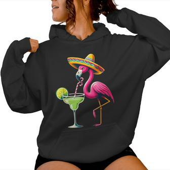 Flamingo Drinking Margarita Mexican Poncho Cinco De Mayo Women Hoodie | Mazezy AU