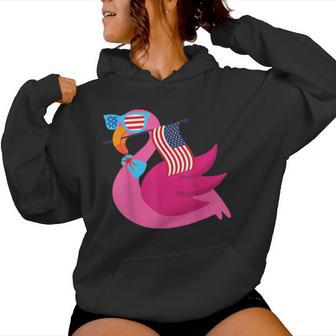 Flamingo Sunglasses Usa American Flag Cute 4Th Of July Women Hoodie - Monsterry UK