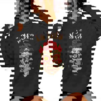 Floral Sugar Skull La Jefa Dia De Los Muertos Cuello Sudadera con capucha para mujer - Regaloses