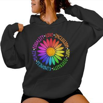 Flower Kindness Peace Equality Rainbow Flag Lgbtq Ally Pride Women Hoodie - Monsterry UK