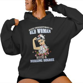 Flower Never Underestimate An Old Woman With A T Women Hoodie - Thegiftio UK