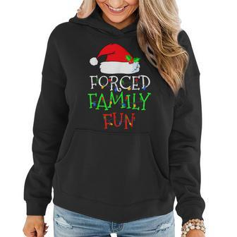Forced Family Fun Sarcastic Christmas Pajama Family Women Hoodie | Mazezy