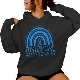 Foster Care Awareness Month Rainbow Ribbon Blue Women Hoodie - Monsterry DE
