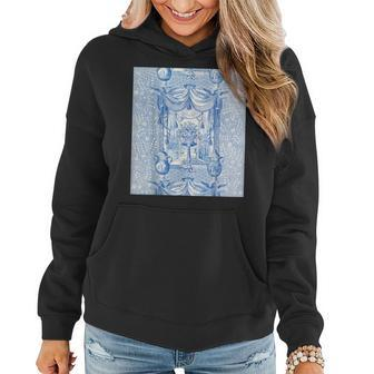 French Blue Toile Floral Chinoiserie And Ginger Jars Women Hoodie - Monsterry CA