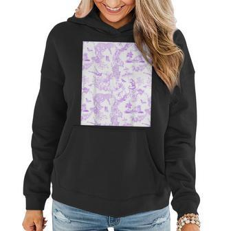 French Mauve Toile Chinoiserie With Flowers Leopards Women Hoodie - Monsterry AU