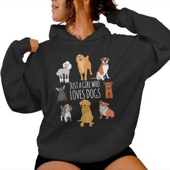 Fun Dog Puppy Lover Themed Cute Just A Girl Who Loves Dogs Women Hoodie - Thegiftio UK
