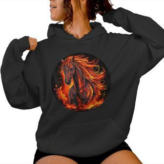 Burning Horse Outfit For Horses Flames Lovers Women Hoodie - Thegiftio UK