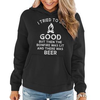 Camping Drinking Bonfire Campfire Women Hoodie - Monsterry