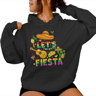 Cinco De Mayo Mexican Guitar Cactus Let's Fiesta Women Hoodie | Mazezy UK