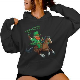 Cowboy Leprechaun St Patrick's Day Horse Riding Lover Women Hoodie - Monsterry