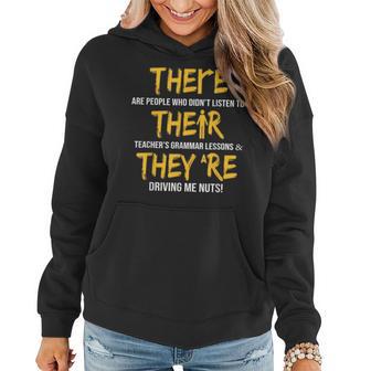 English Grammar Teacher Sarcastic There Their They're Women Hoodie - Monsterry UK