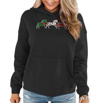 Horse Xmas Tree Lights Red Plaid Christmas Women Hoodie - Monsterry UK