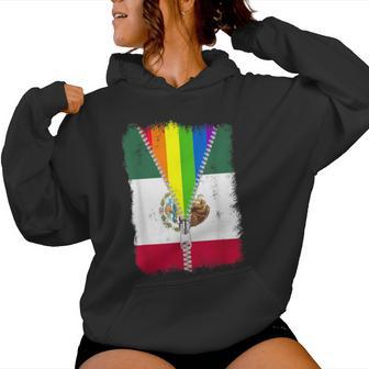 Lgbt Mexico Flag Zip Rainbow Mexican Gay Pride Women Hoodie - Monsterry