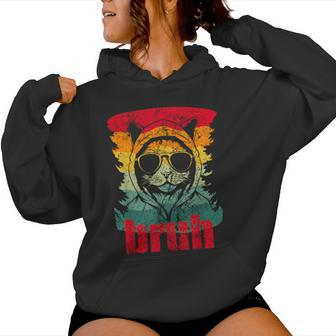 Meme Saying Bruh With Cat Kid Women Hoodie | Mazezy