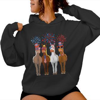 Patriotic Us Flag 4Th Of July Horse Usa Patriotic Women Hoodie - Monsterry AU