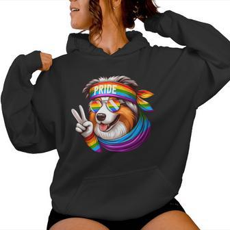 Rainbow Lgbt Gay Pride Lesbian Australian Shepherd Women Hoodie - Monsterry CA