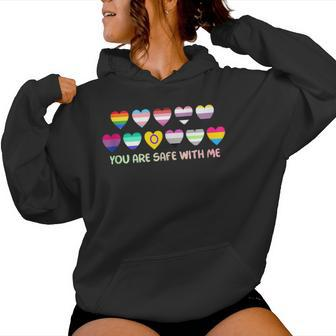 You Are Safe With Me Rainbow Bi Transgender Lgbt Pride Women Hoodie - Monsterry CA