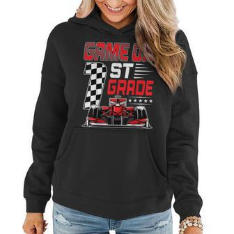 Game On 1St Grade Racing Flag Race Car First Grade Pit Crew Women Hoodie - Monsterry CA