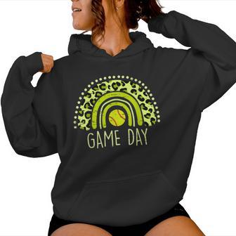 Game Day Baseball Life Softball Life Mom Leopard Rainbow Women Hoodie - Monsterry DE