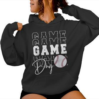 Game Day Vibes Girls Mom Baseball Life Women Hoodie - Seseable