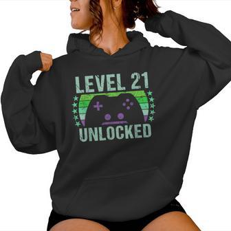 Gaming Vintage 21St Birthday 21 Year Old Boy Girl Gamer Women Hoodie - Thegiftio UK