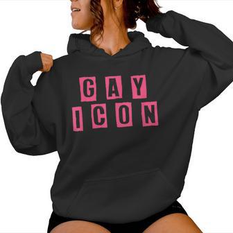 Gay Icon Lgbt Pride Flag Rainbow Queer Ally Support Legend Women Hoodie - Monsterry