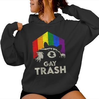 Gay Trash Raccoon Lgbt Rainbow Gay Pride Month Vintage Women Hoodie - Monsterry UK