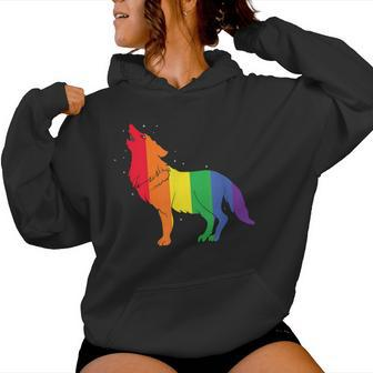 Gay Wolf Rainbow Wolf Skin Gay Pride Lgbt Women Hoodie - Monsterry CA