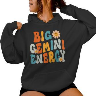 Gemini Big Energy Retro Smile Flower Zodiac Birthday Women Women Hoodie - Monsterry DE