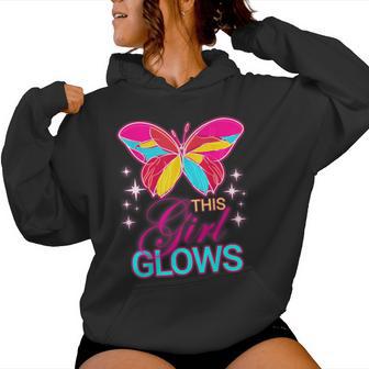 This Girl Glows Cute Girl Woman Tie Dye 80S Party Team Women Hoodie - Seseable