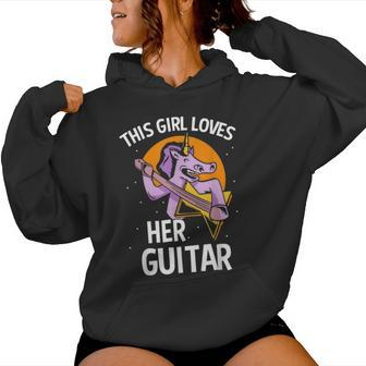 This Girl Loves Her Guitar Unicorn Guitarist Guitars Player Women Hoodie - Thegiftio UK
