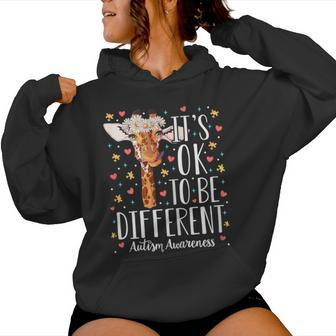 Girls Autism Giraffe It's Ok To Be Different Autistic Women Hoodie - Monsterry