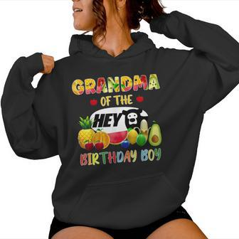 Grandma Of The Birthday Boy Family Fruit Hey Bear Birthday Women Hoodie - Seseable