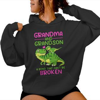 Grandma And Grandson A Bond That Can't Be Broken Dinosaurs Women Hoodie - Seseable
