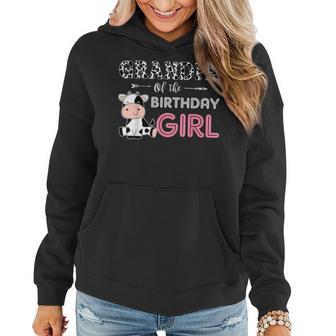 Grandpa Of The Birthday Girl Farm Cow Grandpa Grandfather Women Hoodie - Thegiftio UK