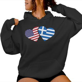 Greece Usa Flag T Heart Greek American Love Women Hoodie - Monsterry DE
