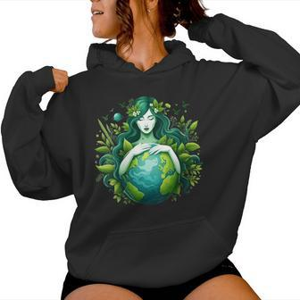 Green Mother Earth Day Gaia Save Our Planet Hippie Women Hoodie - Seseable
