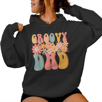Groovy Dad Retro Fathers Day Colorful Peace Sign Smile Face Women Hoodie - Monsterry AU
