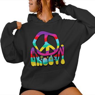Groovy Hippie 60S 70S Peace Sign 1970S Flower Power Women Hoodie - Thegiftio UK