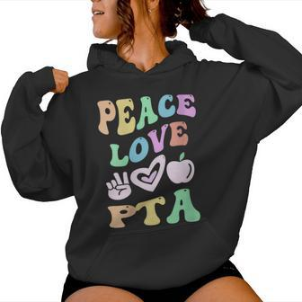 Groovy Peace Love Pta Retro Parent Teacher Association Mom Women Hoodie - Monsterry AU