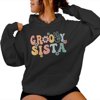 Groovy Sista Retro Sister Matching Family 1St Birthday Party Women Hoodie - Monsterry