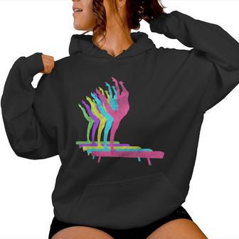 Gymnast Girl On Balance Beam 80S Colors 1980S Women Hoodie - Monsterry