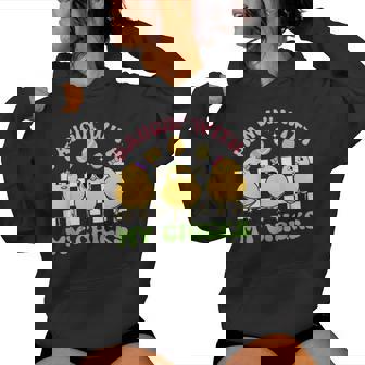 Hangin With My Chicks Bunny Groovy Easter Day Chick Women Hoodie - Seseable