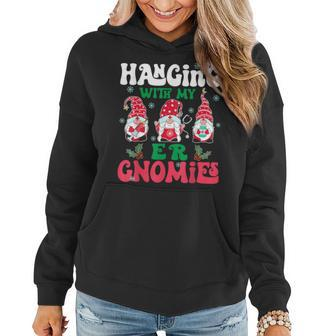 Hanging With My Er Gnomies Nurse Gnome Xmas Light Christmas Women Hoodie - Monsterry
