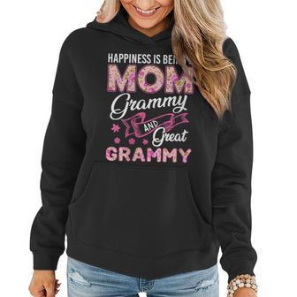Happiness Is Being A Mom Grammy And Great Grammy Women Hoodie - Monsterry