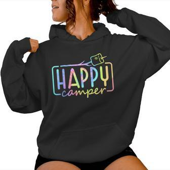 Happy Camper Tie Dye Rainbow Camping Hippie Girls Women Hoodie - Seseable